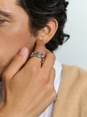 Nialaya Men's Ring Modern Spiral Ring Modern Spiral Ring
